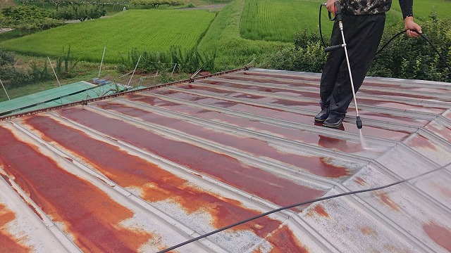 飯田市大瀬木柿ハウス洗浄1