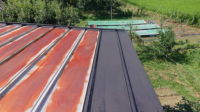 飯田市大瀬木柿ハウス下塗り4