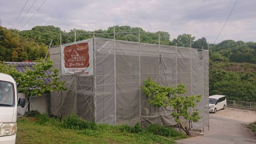 飯田市龍江遮熱塗料　足場5