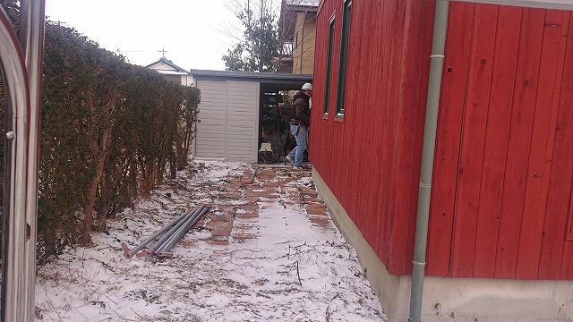 駒ケ根市外壁塗装オスモ足場1