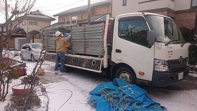 駒ケ根市外壁塗装オスモ足場2