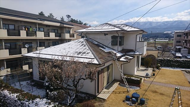 長野県塩尻外壁屋根カバー足場1