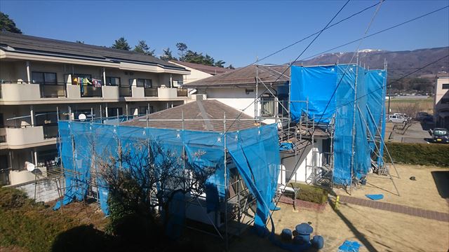 長野県塩尻外壁屋根カバー足場5