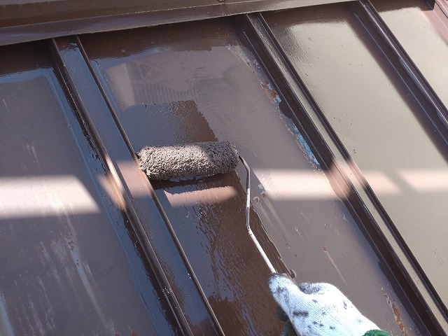 木曽町開田トタン屋根下塗り4