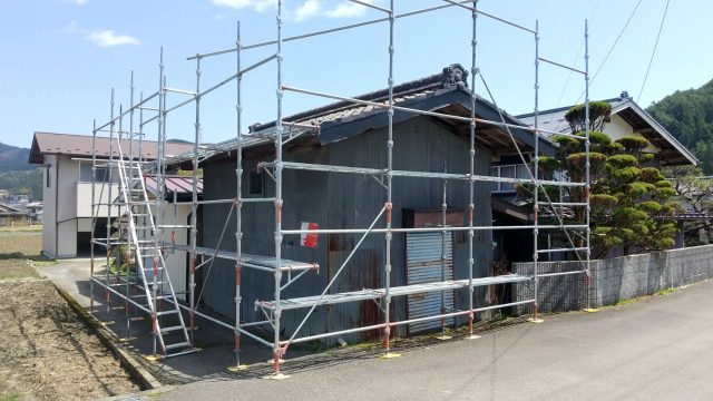 阿南町新野屋根工事足場