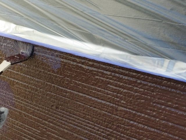 飯田市駄科外壁塗装ツートン上塗り