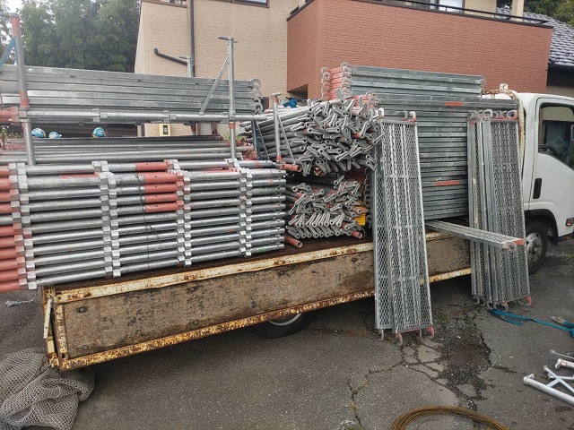 伊那市富県ALC外壁塗装足場1