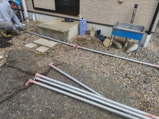 伊那市富県ALC外壁塗装足場2