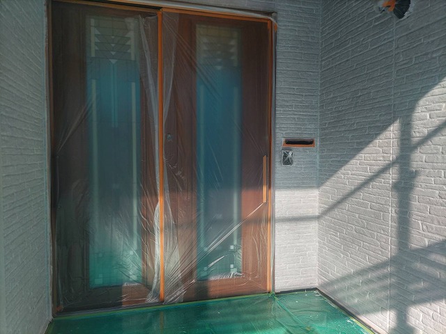 伊那市富県ALC外壁塗装養生3