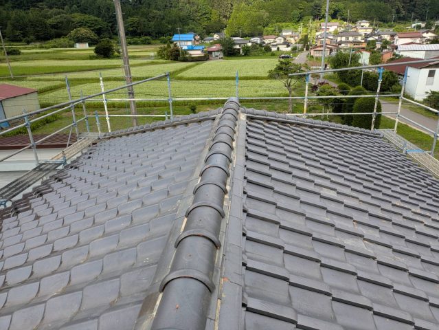 木祖村O邸棟瓦の積み直し完成