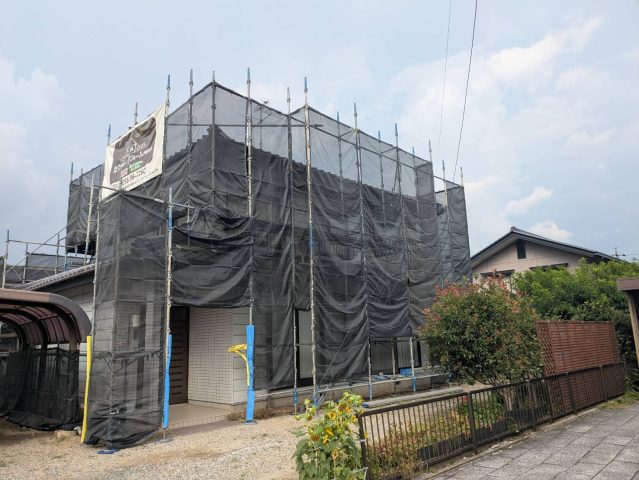 駒ヶ根市T邸雨樋交換足場の設置