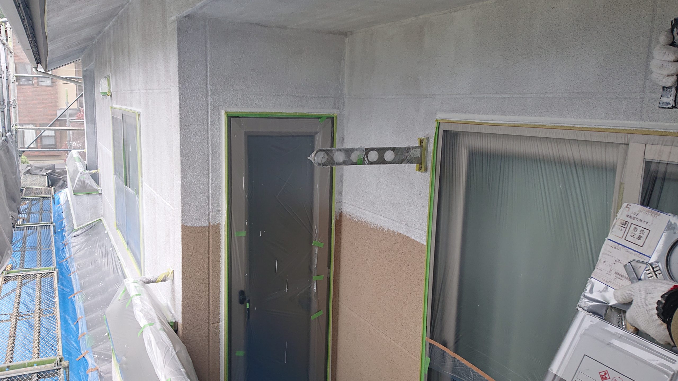 松川町サンワ外壁塗下塗り2