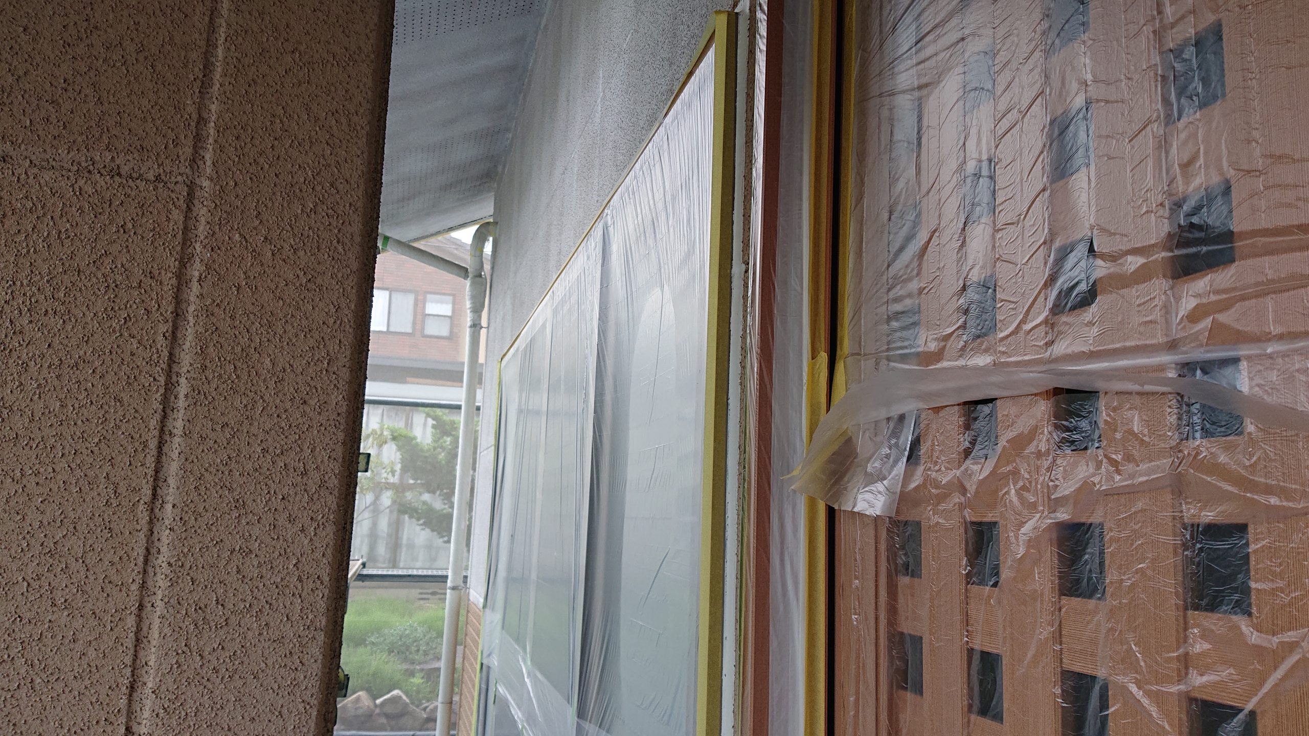 松川町サンワ外壁塗養生1