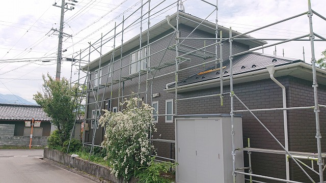 宮田村外壁屋根塗装 足場バラシ2