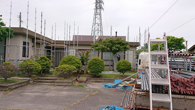 宮田村セキスイハイム屋根外壁塗装足場3