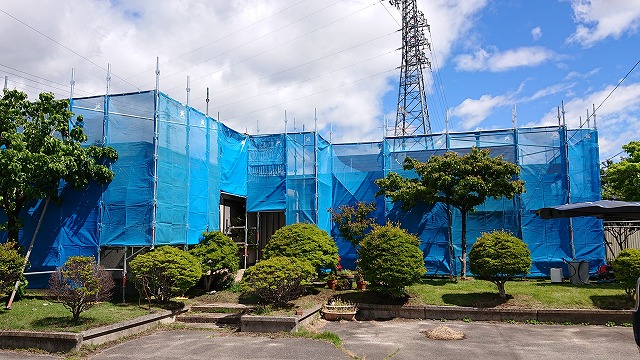 宮田村セキスイハイム屋根外壁塗装足場4