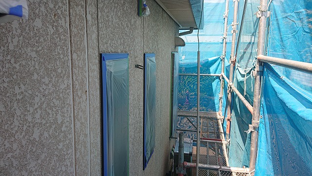 宮田村セキスイハイム屋根外壁塗装養生作業4