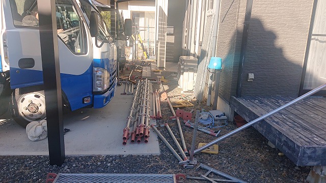 駒ケ根市外壁屋根塗装赤穂足場作業4