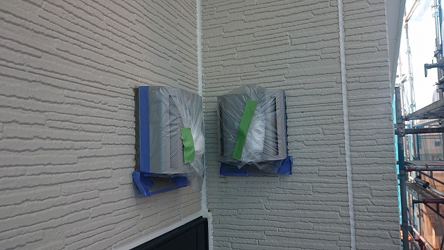 駒ケ根市外壁屋根塗装赤穂養生作業2