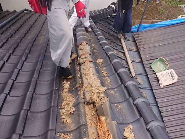 長野県飯島町鬼落下棟撤去3