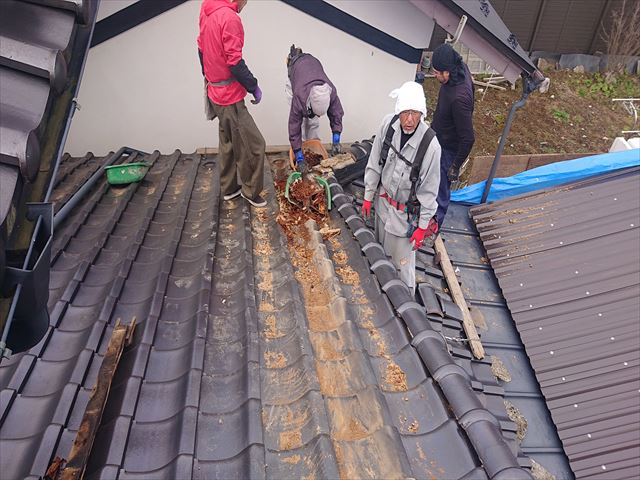 長野県飯島町鬼落下棟撤去2