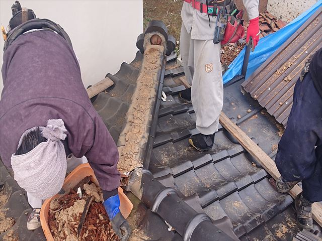 長野県飯島町鬼落下棟撤去1