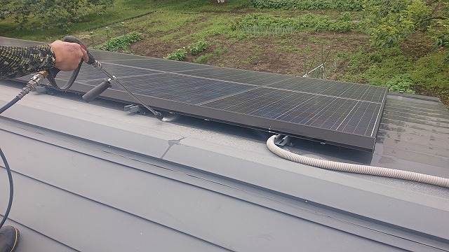 飯田市大瀬木倉庫屋根遮熱洗浄2