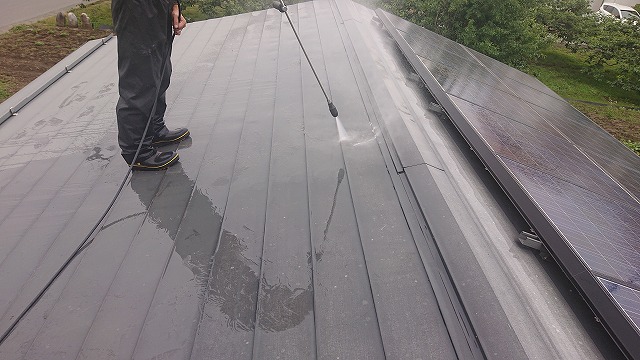 飯田市大瀬木倉庫屋根遮熱洗浄5