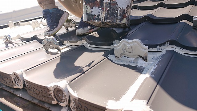 飯田市大瀬木金属瓦中塗り3