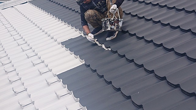 飯田市大瀬木金属瓦中塗り6