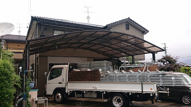 飯田市大瀬木外壁塗装足場1