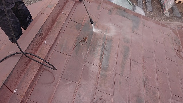 木曽町開田トタン屋根塗装洗浄6