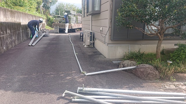 飯田市北方屋根外壁塗装　足場3