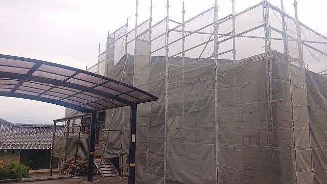 飯田市北方屋根外壁塗装　足場10