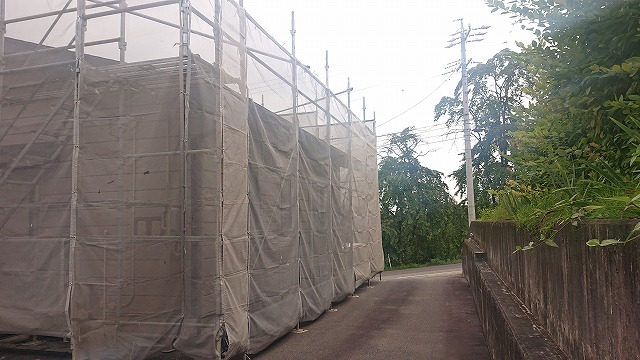 飯田市北方屋根外壁塗装　足場11