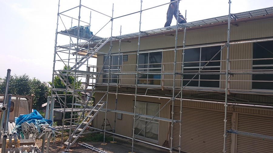 飯田市大瀬木柿ハウス足場1