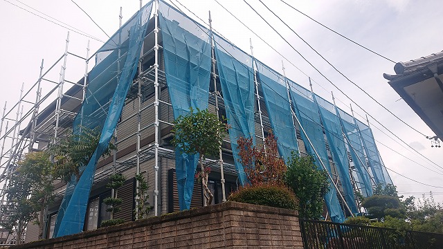 飯田市北方外壁塗装　足場3