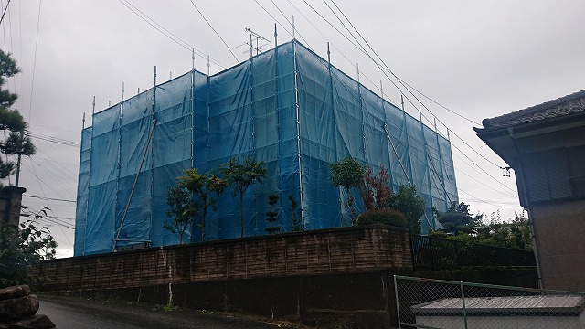 飯田市北方外壁塗装　足場4