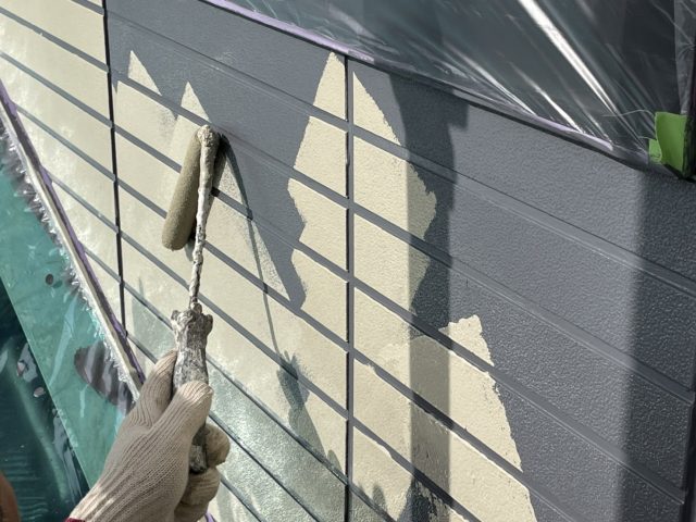 飯田市外壁塗装2色塗り分け