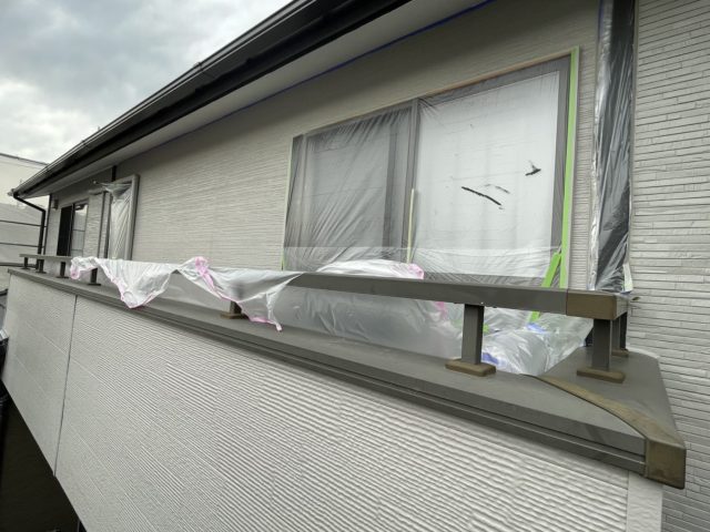 飯田市駄科外壁塗装ツートン上塗り