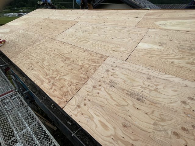 阿南町屋根葺き替え工事コンパネ