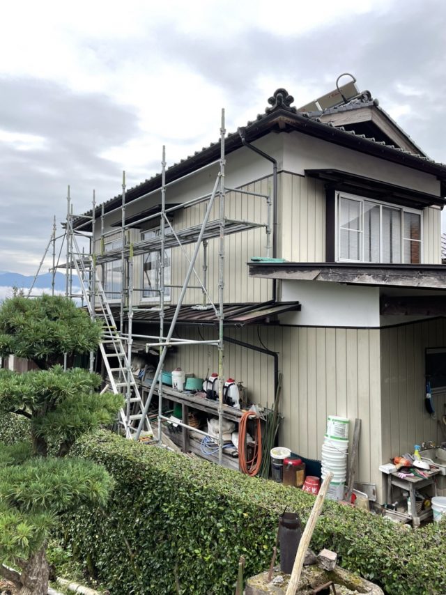 高森町屋根塗装足場