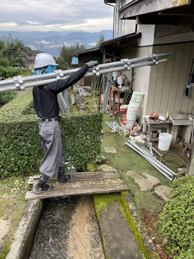 高森町屋根塗装足場