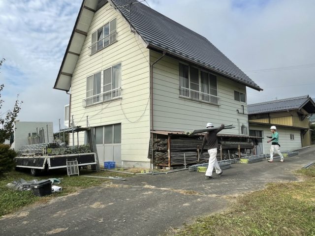 高森町屋根塗装他足場