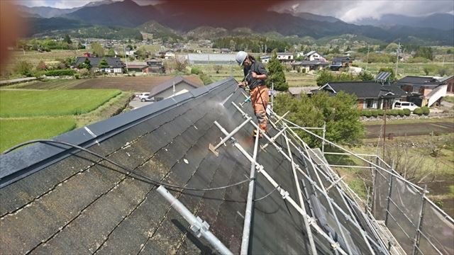 中川村ログハウス洗浄3