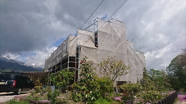 中川村ログハウス洗浄1