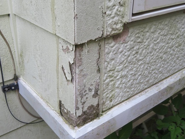 外壁の剥離と下地の露出