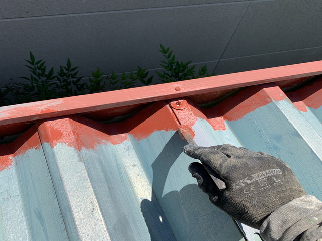 屋根錆止め塗布