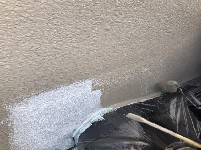 所沢市上新井　棟取り直し　丸棟取付　壁との取り合い　塗装　下塗り