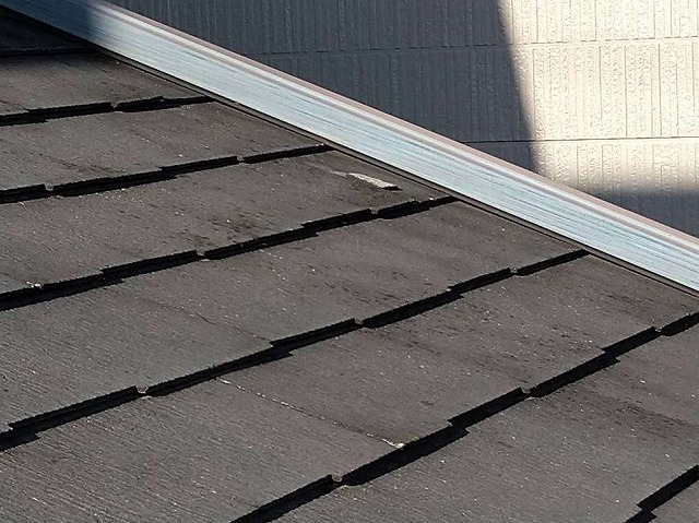 １階のスレートの屋根の上の小さな破片